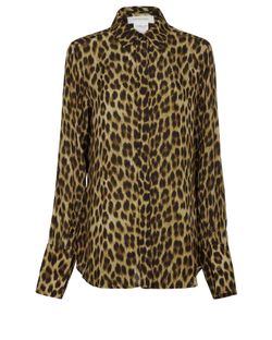 Sportmax Valzer Leopard Print Shirt, Black/Beige, UK12, 3*, XY