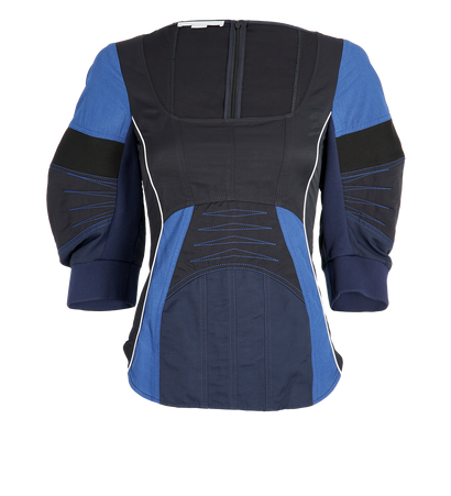 Stella McCartney Paneled Top, £130, Clothing, Black/Blue, Polyester (Polymer), Front view