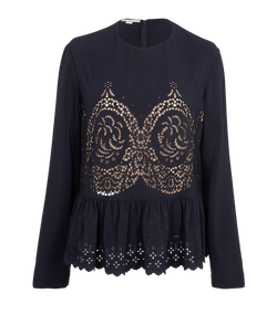 Stella McCartney Peplum Top, Silk, Navy, UK12, 2*
