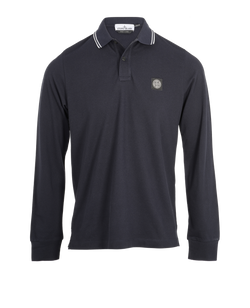 Stone Island Long Sleeve Polo Shirt, Mens, Cotton, Blue, Sz L 3*
