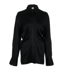 Toteme Slouch Satin Shirt, Viscose, Black, UK12, 3*