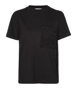 Valentino Mens Lace Pocket T-shirt, cotton, black, XS, 3*