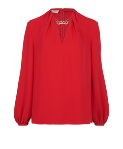 Valentino Chain Collar Blouse, Silk, Red, UK10, 3*