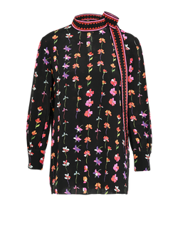 Valentino Floral Blouse, Silk, Black/Multi, UK10, 2*