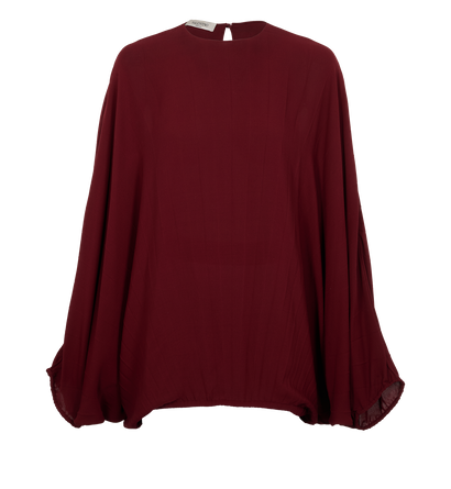Valentino Gathered Blouse, &pound;210, Clothing, Burgundy, Silk, Front view
