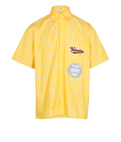 Valentino Oversized Stripe Logo-Patch Shirt, front view