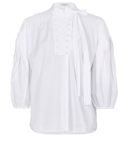 Valentino Neck Tie Puff Sleeve Blouse, front view