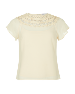 Red Valentino Crochet Blouse, Polyester, Cream, UK8, 3*