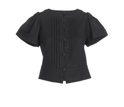 Valentino Pleated Blouse, Wool, Black,  Sz S, 3*