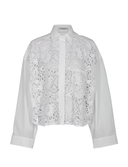 Valentino Techno Poplin Laser Cut Crop Shirt, White, UK18, 3*, XY