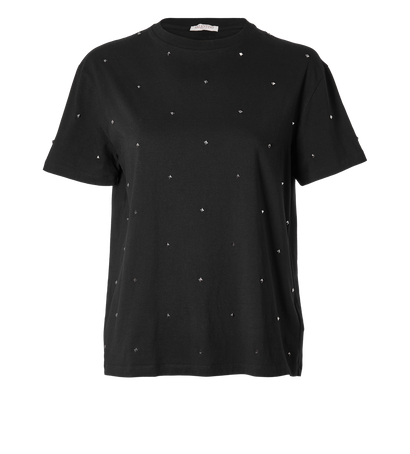 Valentino Studded T-Shirt, £90, Clothing, Black, Cotton, Front view