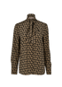 Valentino VLogo Blouse, £350, Clothing, Beige/Black, Silk, Front view