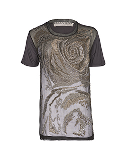 Valentino Sequin Top, Polyester, Charcoal, UK 10