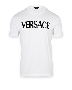 Versace Logo T-Shirt, Mens, Cotton, White, Sz S, 3*