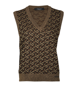 Versace Knit Monogram Vest, Mens, Viscose, Black/Gold, Sz XL, 3*
