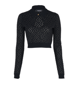 Versace La Greca Crop Top, Wool, Black, UK 8, 3*