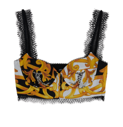 Versace Baroque Print Bralet, Polyester, Yellow/Black, UK8, 4*