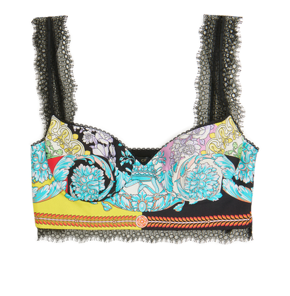 Versace Printed Lace Bralette Top, front view