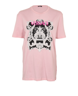 Versace Baroque Print T-Shirt, Cotton, Pink, UK8, 2*