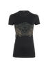 Versace Sequin Medusa T-shirt, &pound;120, Clothing, Black, Cotton, Front view