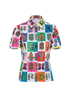 Versace Alphabet Print Short Sleeves Shirt, &pound;110, Clothing, Blue/Red/White, Cotton, Front view