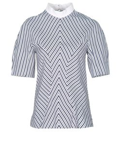 Victoria by Victoria Beckham Striped Top, cotton, blue/white, 8, 3*