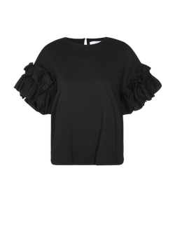 Victoria Beckham Ruffle Sleeve Top, cotton, black, XS, 3*