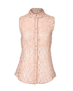 Victoria Beckham Sleeveless Shirt, Cotton, Pale Pink, UK S