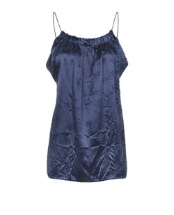 Victoria Beckham Ruched Neck Camisole, Acetate, Navy, UK12, 3*
