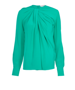 Victoria Beckham Draped Blouse, Silk, Green, UK12, 3*