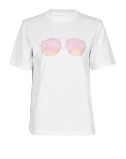 Victoria Beckham Sunglasses Graphic T-Shirt, Cotton, White, Sz XS