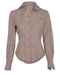 Vivienne Westwood Peter Pan Collar Shirt, Cotton, Brown/Orange, UK10