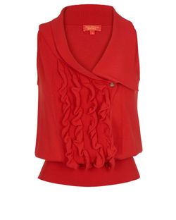 Vivienne Westwood Red Label Ruched Top, Cotton, Red, Sz L, 3*