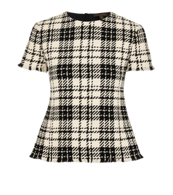 Louis Vuitton Vintage Tweed Top, Cotton, Cream/Black, UK4, 2*