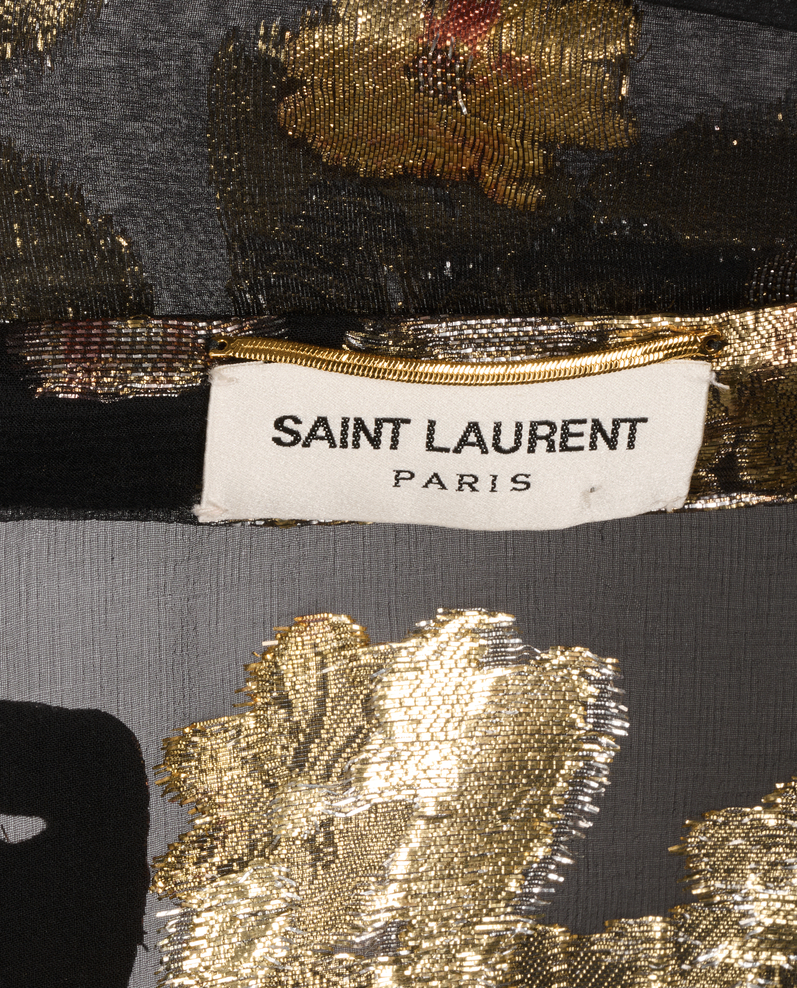 Saint Laurent Blouse with Lame Flowers, &pound;295, Clothing, Black/Gold, Silk, Other view