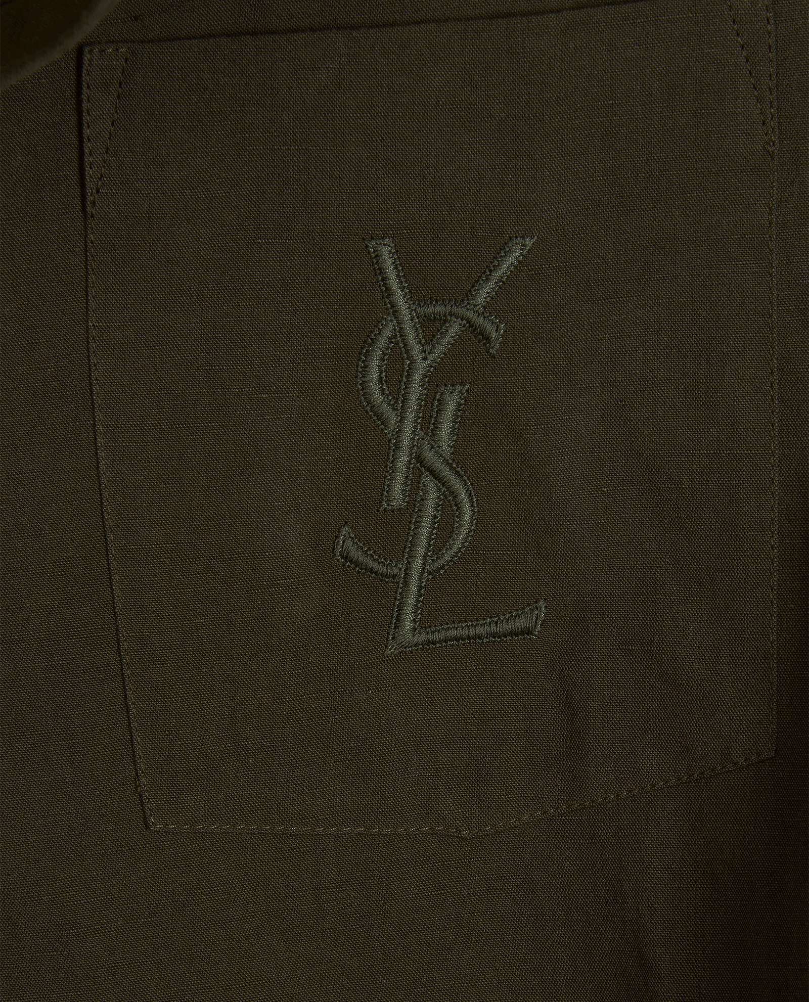 Saint Laurent Logo Shirt, &pound;395, Clothing, Khaki, Cotton/Linen, Other view