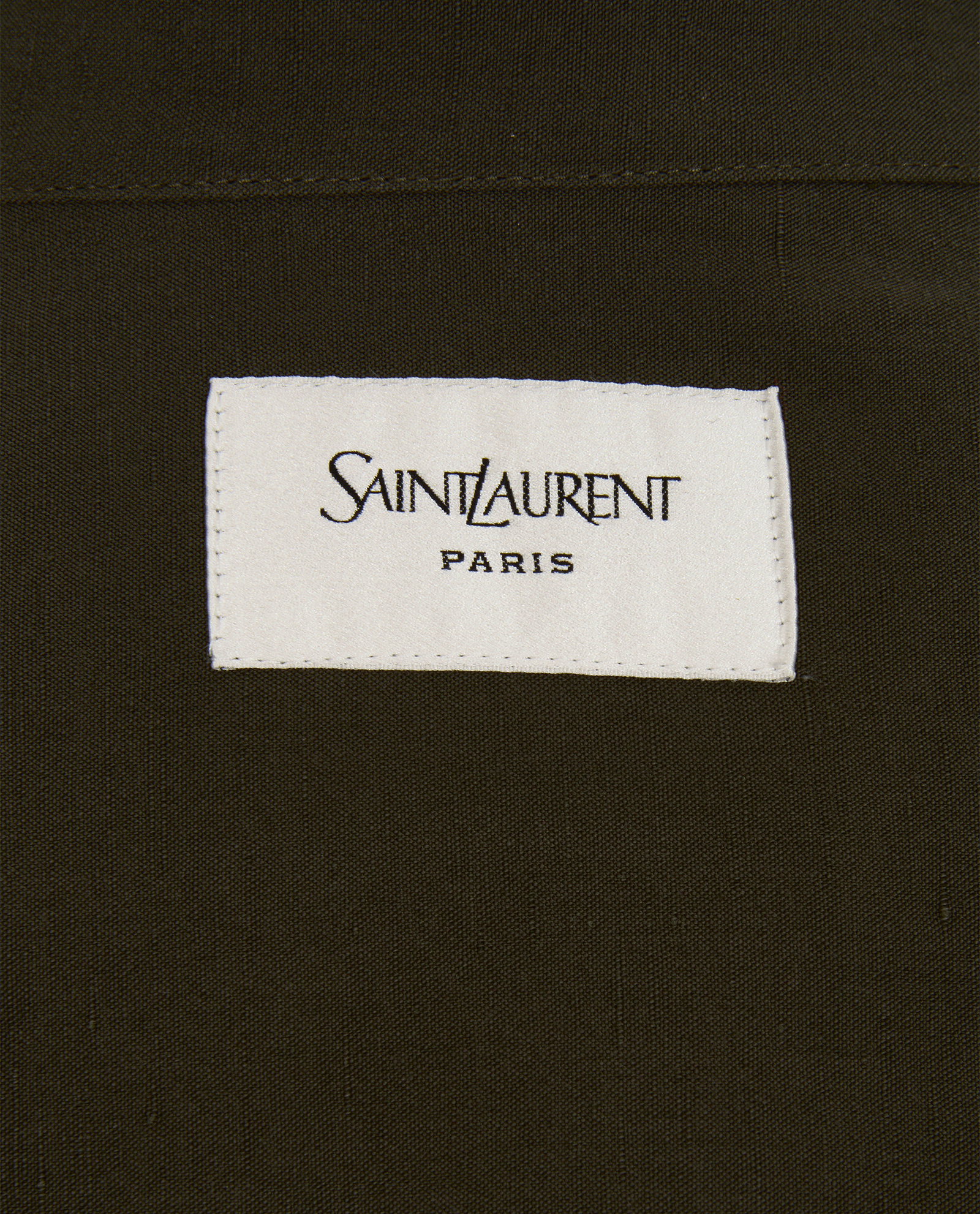Saint Laurent Logo Shirt, &pound;395, Clothing, Khaki, Cotton/Linen, Other view