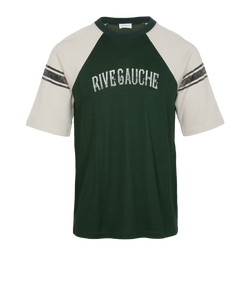 Saint Laurent Rive Gauche T-Shirt, Mens, Viscose/Cotton, Green, Sz M,4*