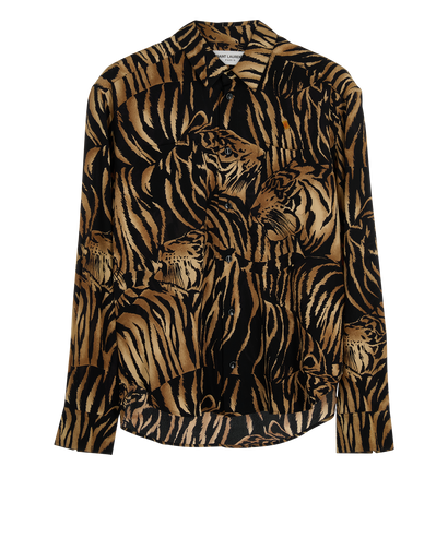 Saint Laurent Tiger Print Shirt, £250, Clothing, Black/Yellow, Silk, Front view