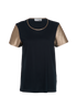 Yves Saint Laurent Short Sleeve Top, &pound;80, Clothing, Black, Cotton/Leather, Front view