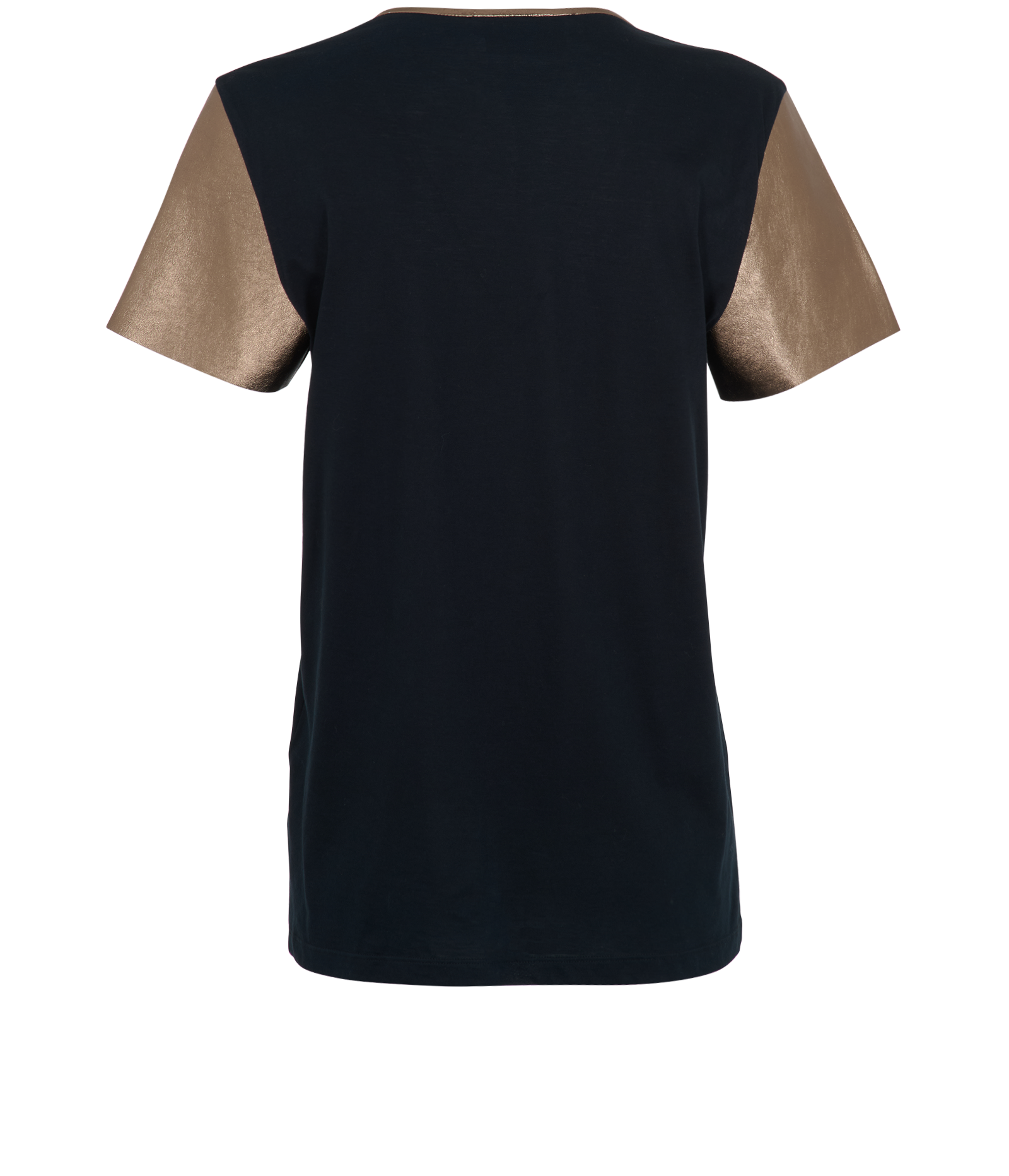 Yves Saint Laurent Short Sleeve Top, &pound;80, Clothing, Black, Cotton/Leather, Back view