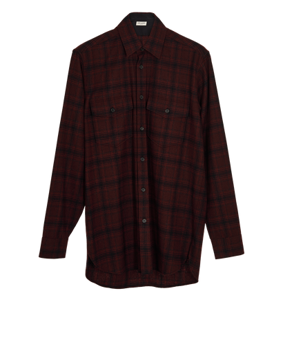 Saint Laurent Flannel Shirt, &pound;140, Clothing, Red, Cotton, Front view