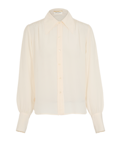 Saint Laurent Long Sleeves Shirt, Silk, Cream, UK10, 2*