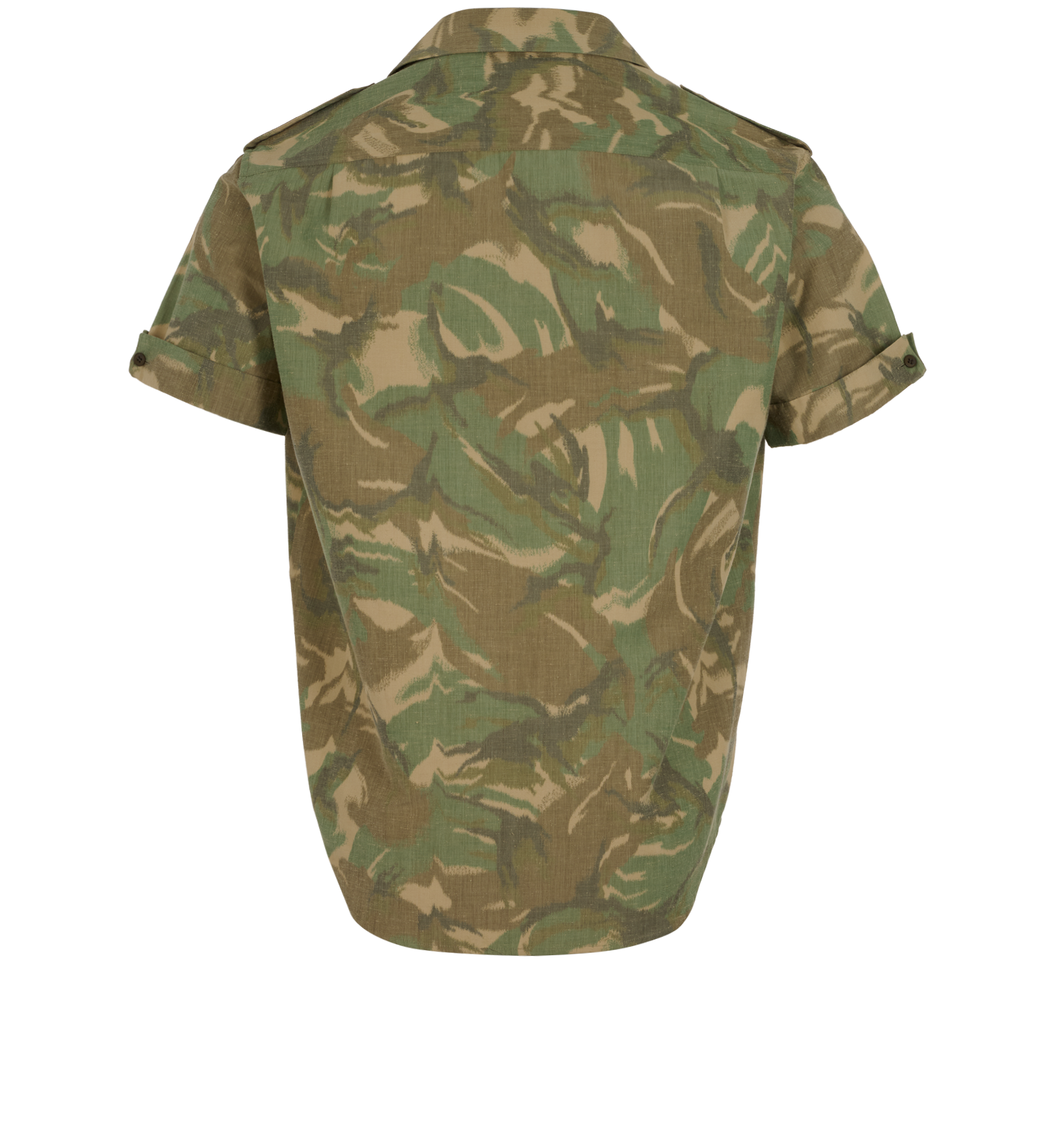 Saint Laurent Camouflage Short-Sleeve Shirt, &pound;120, Clothing, Green, Cotton/Polyester (Polymer), Back view
