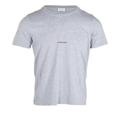 Saint Laurent Logo T-shirt, &pound;50, Clothing, Grey, Cotton, Front view