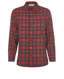Saint Laurent Plaid Shirt, Lana Wool/Nylon, Red, S, 3