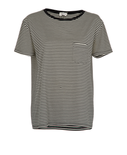 Saint Laurent Stripe T-Shirt, Silk/Nylon, Black/White, Sz L, 3*
