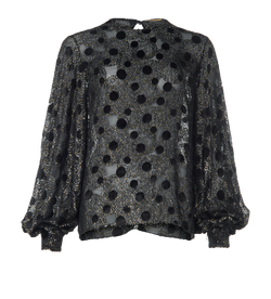 Saint Laurent Polka Dots Blouse, Viscose, Black, UK14, 3*