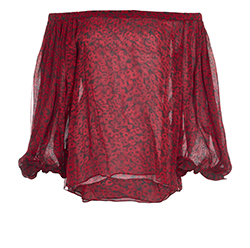 Yves Saint Laurent Bolto Top, Silk, Red/Black/Floral, 10, 2*