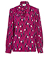 Yves Saint Laurent Vintage Printed Pussy Bow Blouse, front view